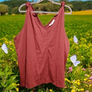 New Marybelle 5x Maeve Pink Womans Vneck Tank Top Shirt Knot Strap